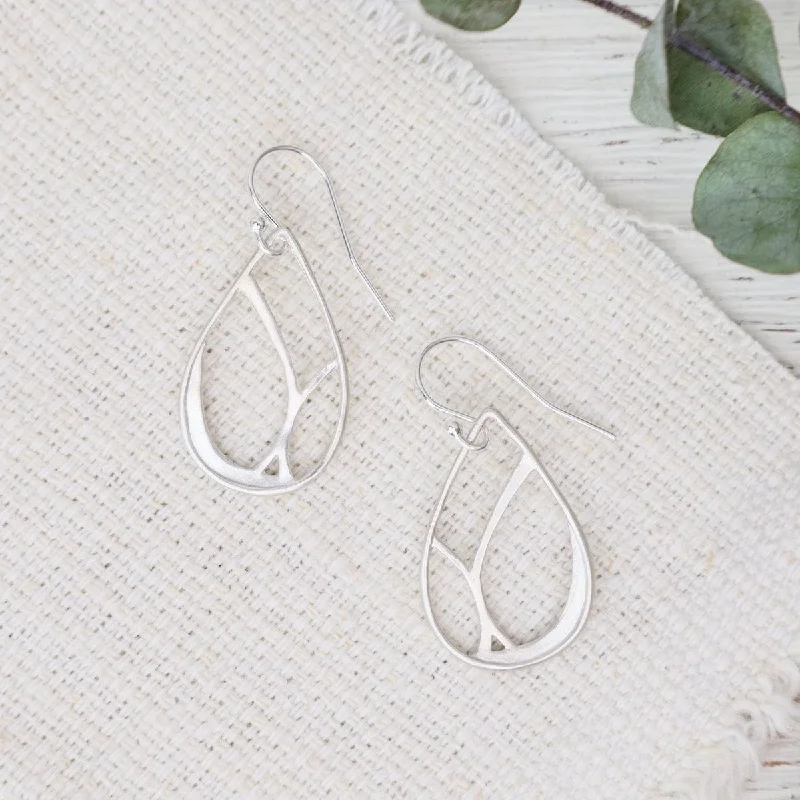 Petite Teardrop with Tree Silhouette Earrings