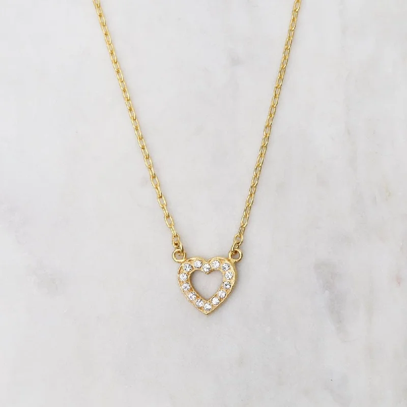 Open Heart Crystal Pendant Necklace