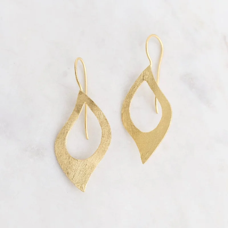 Gold Curved Open Teardrop Earrings