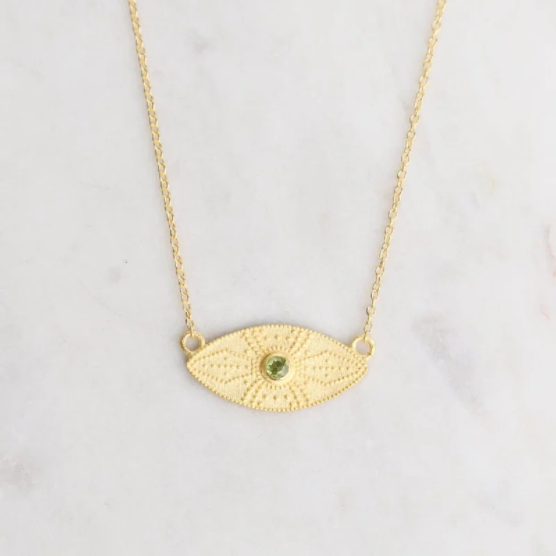 Peridot Ellipse Shaped Pendant Necklace