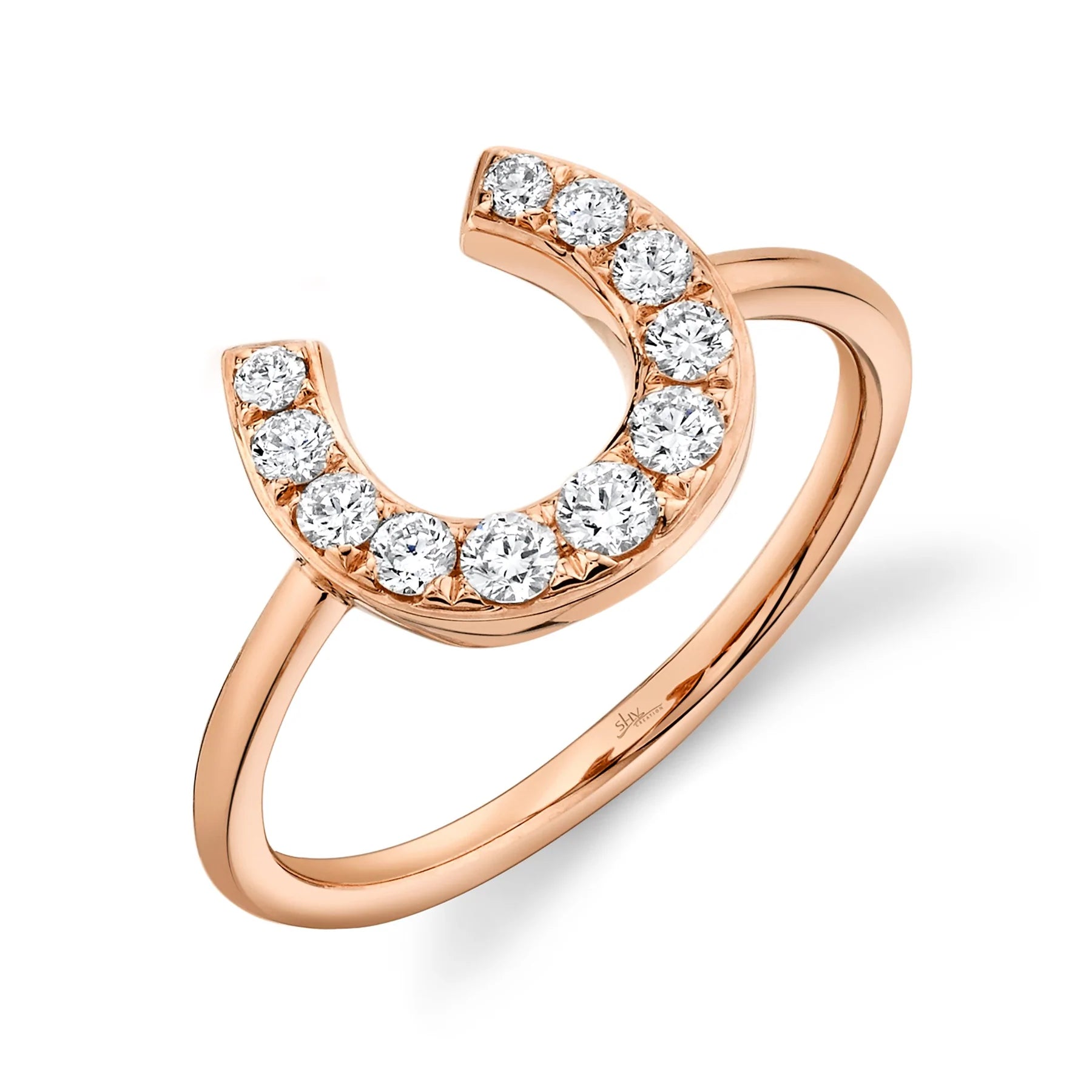 14K Rose Gold 0.36 Carat Total Weight Diamond Horseshoe Ring