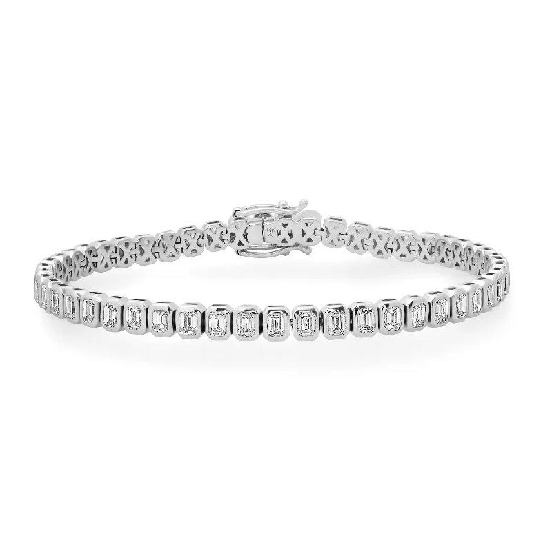 14K WG Emerald Cut Diamond Tennis Bracelet