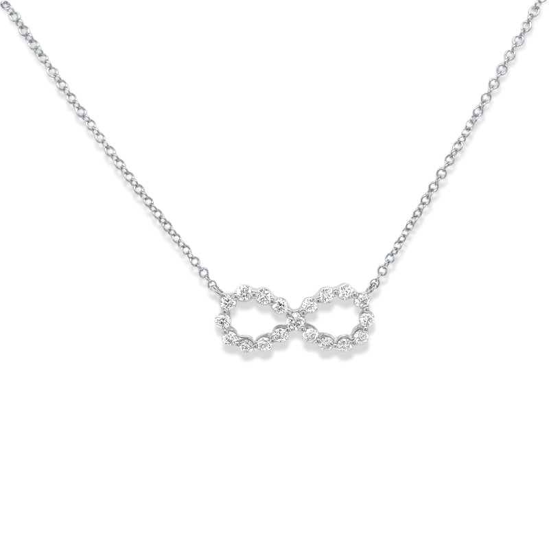 14K White Gold Diamond Infinity Necklace