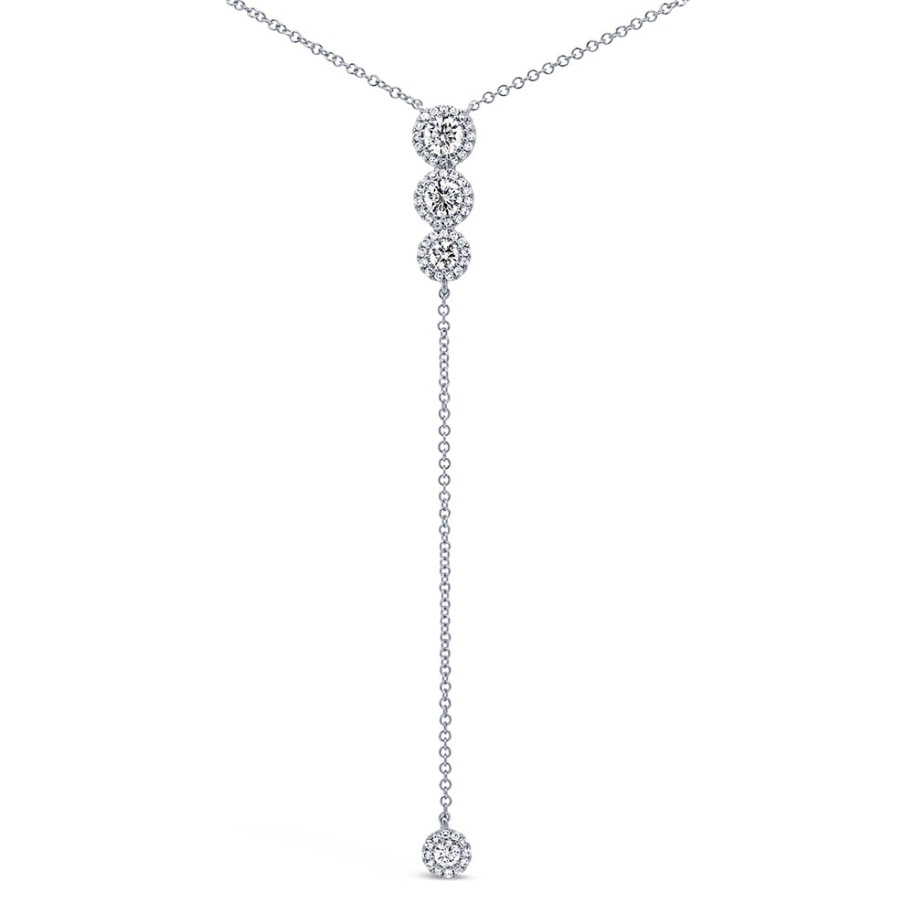 14K White Gold Diamond Lariat Necklace