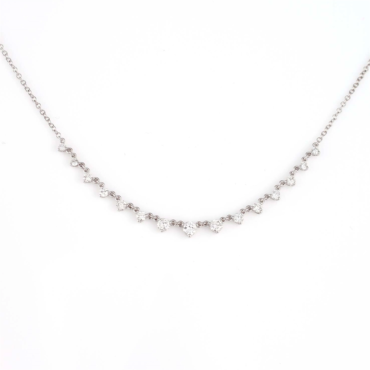 14K White Gold Gradual Diamond Necklace