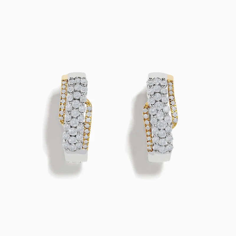 Duo 14K Two Tone Gold Diamond Hoop Earrings