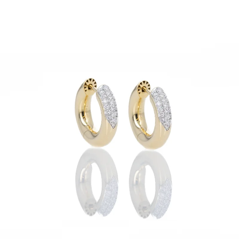 14K Yellow Gold 0.40 Carat Diamond Donut Hoop Earrings