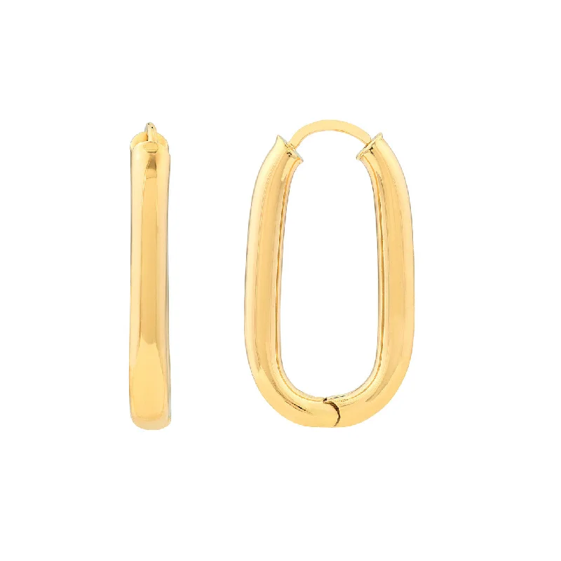 14K Yellow Gold 25.1mm Oval Hoop Hinged Earrings