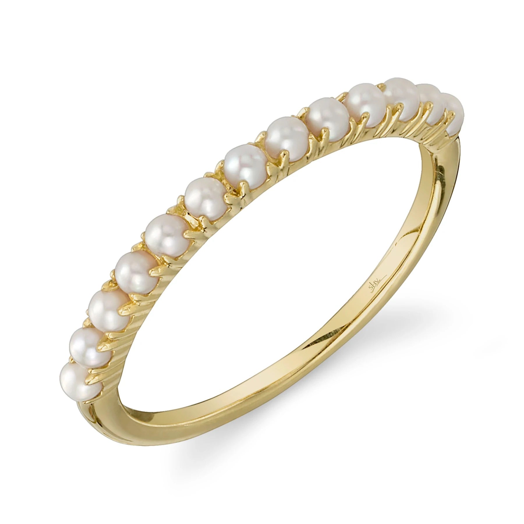 14K Yellow Gold Cultured Pearl Band