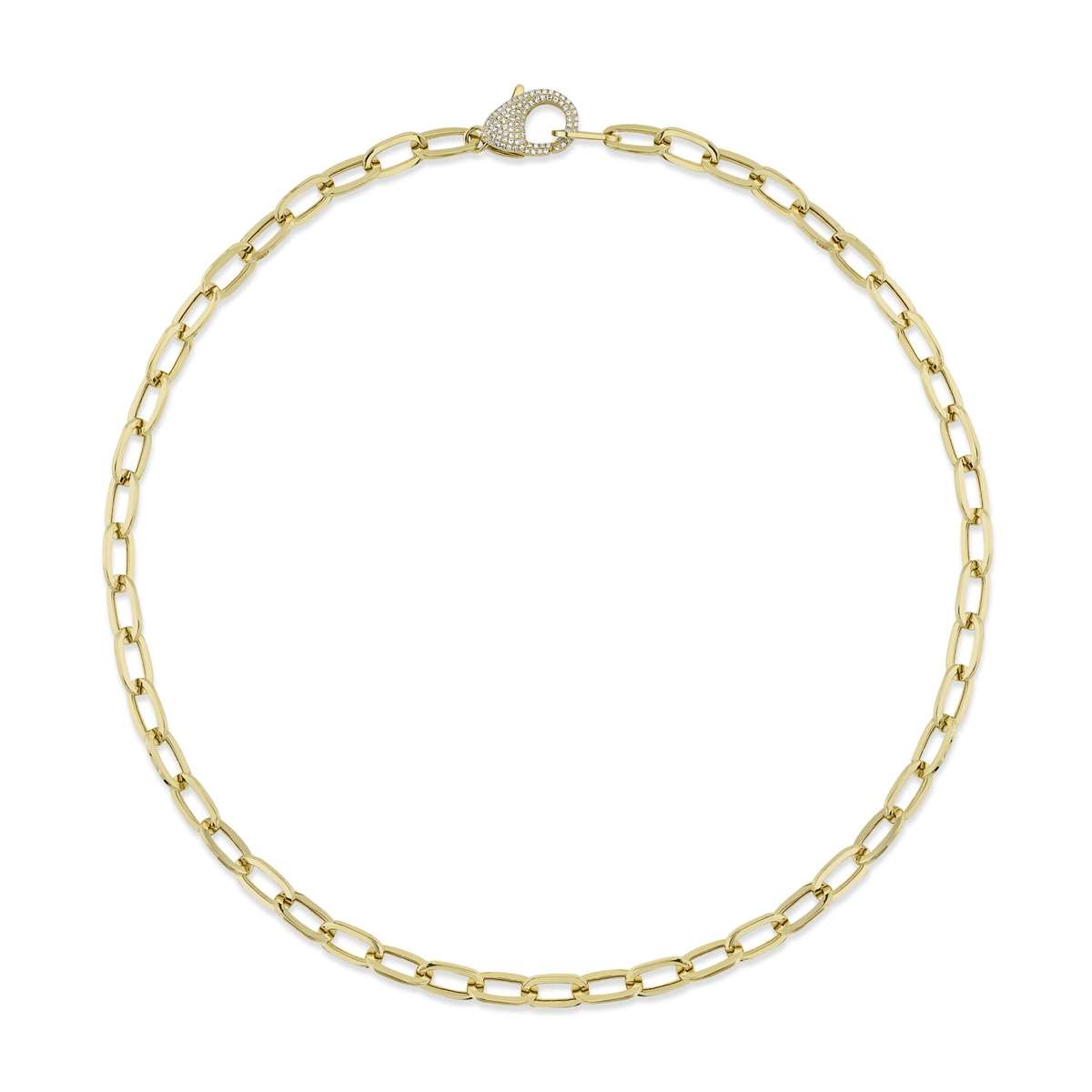 14K Yellow Gold Diamond Paper Clip Link Necklace