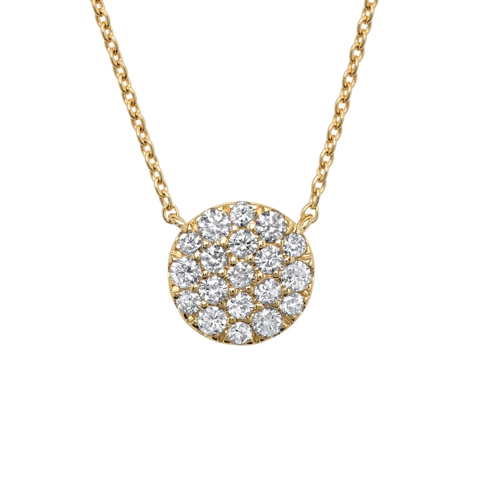 14K Yellow Gold Round Pave' Diamond Necklace