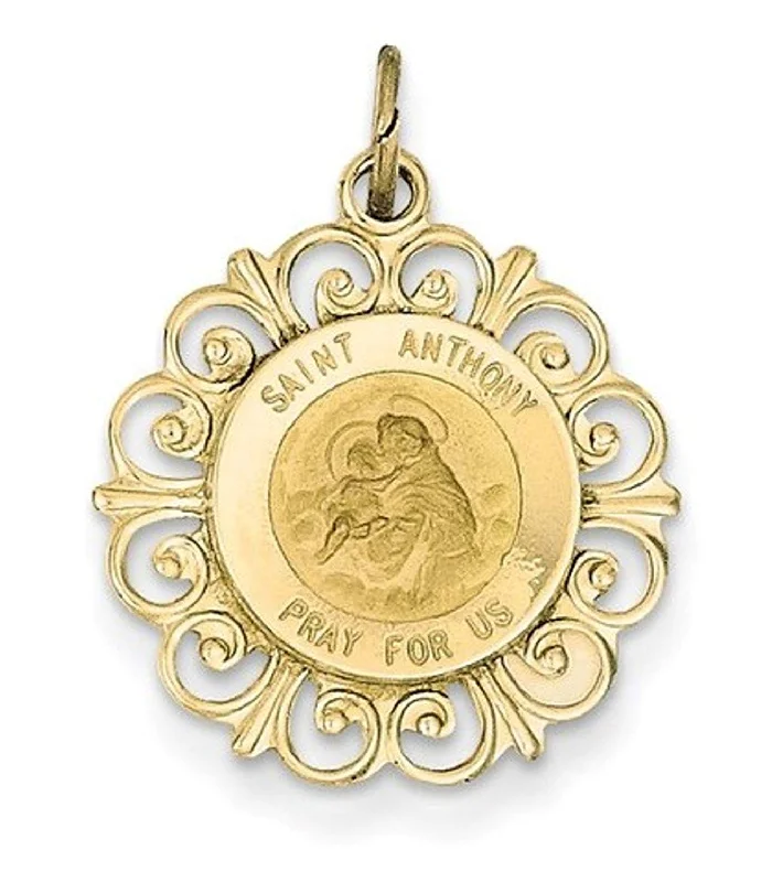 14k Yellow Gold St. Anthony Medal Charm (26X19 MM)