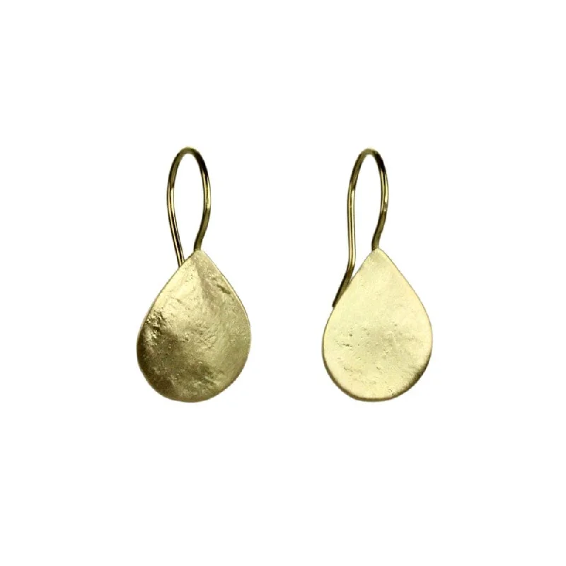 Yellow Gold Parchment Teardrop Earrings