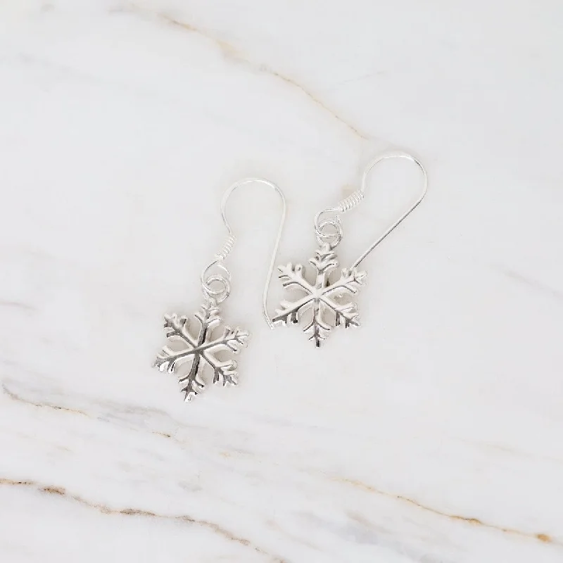 Sterling Silver Snowflake Drop Earrings