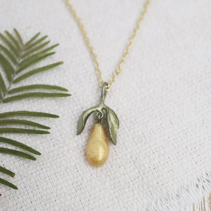 Golden Pear Pendant Necklace