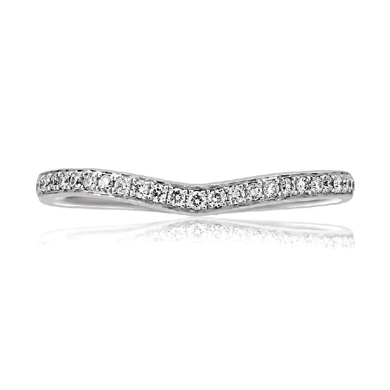 A. Jaffe Art Deco Contour Diamond Wedding Band in White Gold