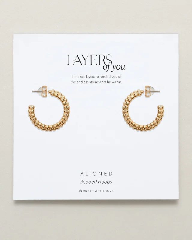 Aligned Beaded Hoop Earrings