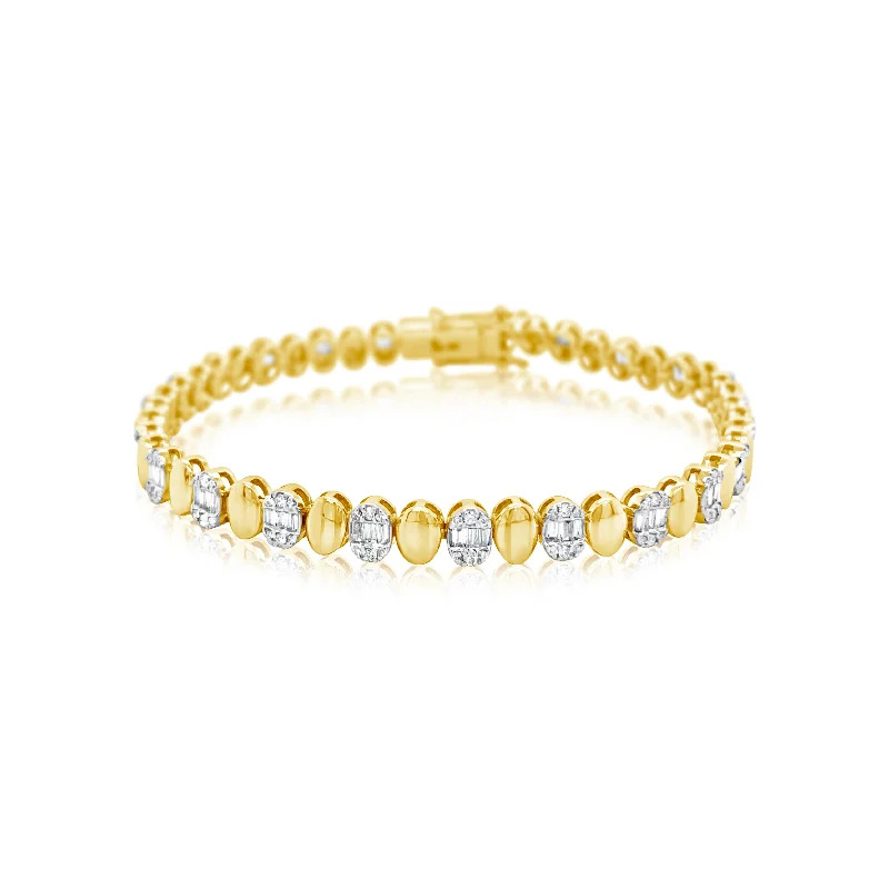 Alternating Diamond Ovals Bracelet