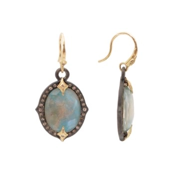 Armenta 18K Yellow Gold and Blackened Sterling Silver Peruvian Opal and Champagne Diamond Drop Earrings