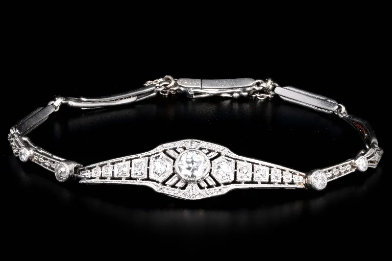 Art Deco Platinum .30 Carat Old European Cut Diamond Bracelet