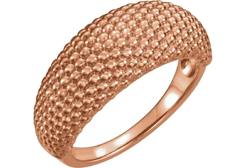 Beaded Dome Ring, 14k Rose Gold, Size 5.25