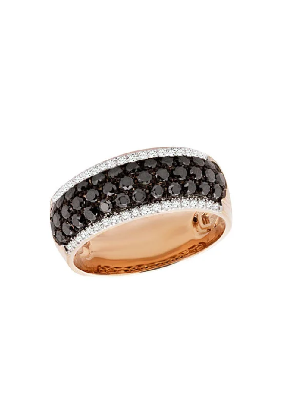 14K Rose Gold Black and White Diamond Ring, 0.95 TCW