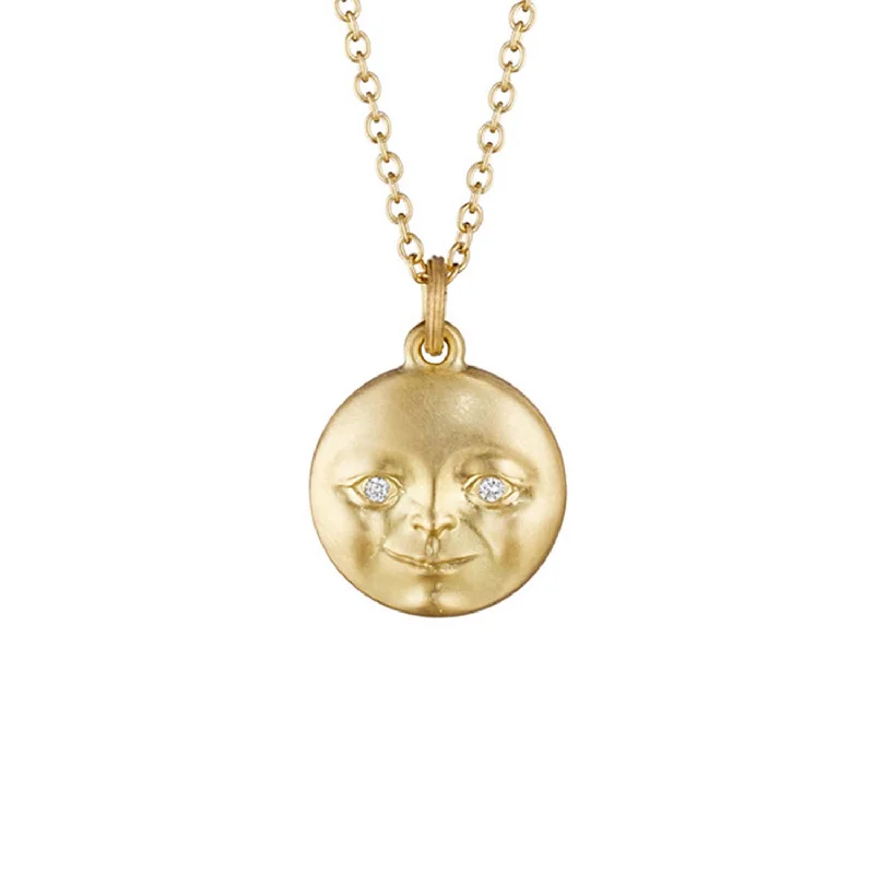 Medium Moonface Pendant with Diamond Eyes