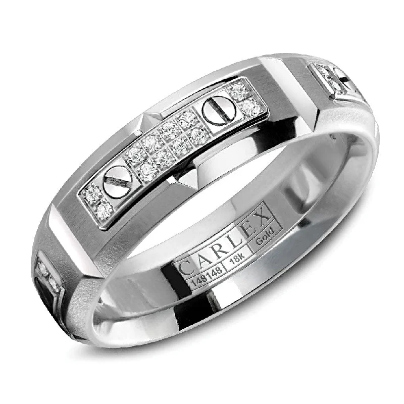 Carlex Textured Wedding Ring in 18K White Gold (0.38ctw)