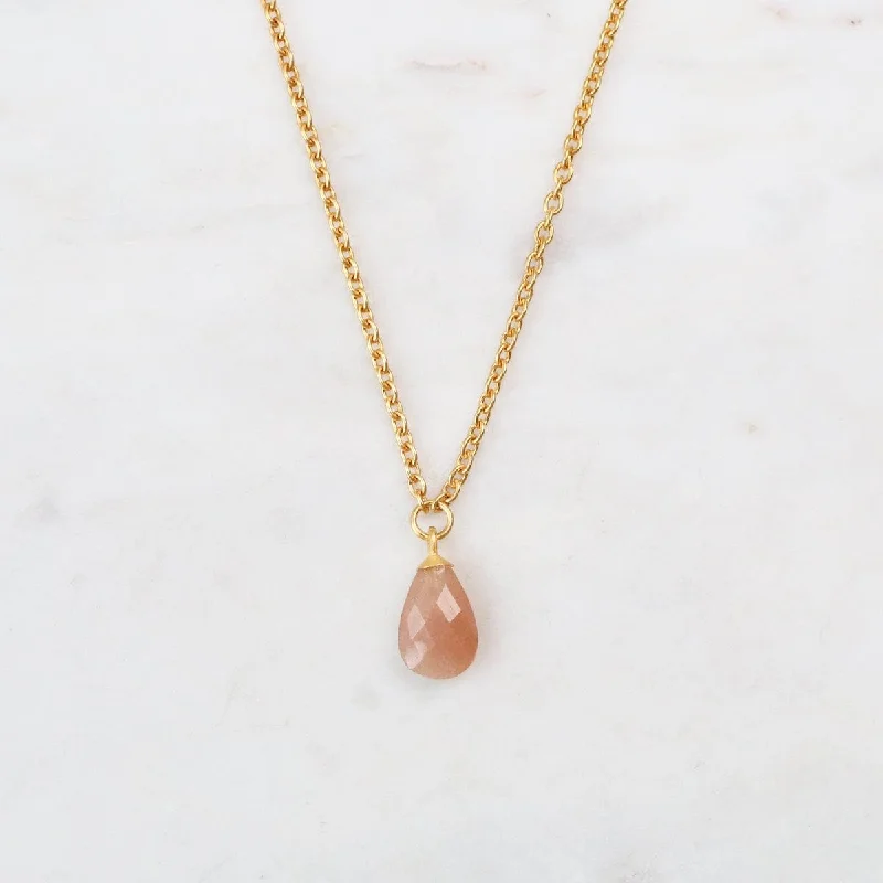 Peach Moonstone Pendant Necklace