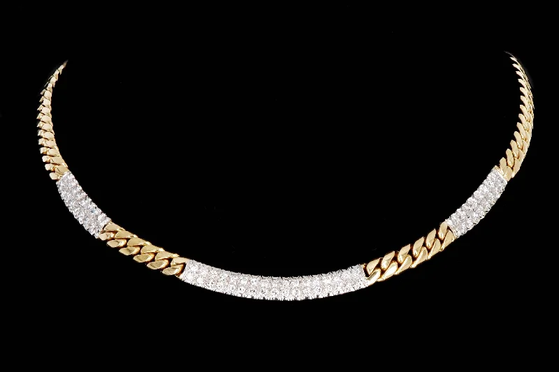 Modern 18K Gold 2 Carat Single Cut Diamond Curb Link Necklace