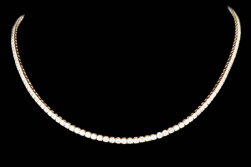 New 14K Yellow Gold 6.57 Carat Round Brilliant Cut Diamond Choker Necklace