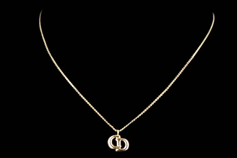 Vintage Dior Logo Pendant Necklace