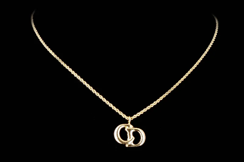 Vintage Dior Logo Pendant Necklace