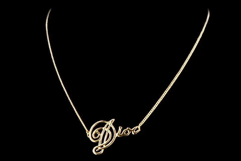 Vintage Dior Logo Pendant Necklace