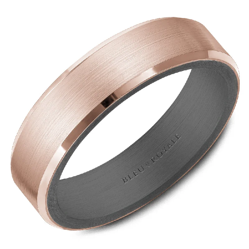 CrownRing Textured 6mm Wedding Ring in 14K Rose Gold/Tantalum