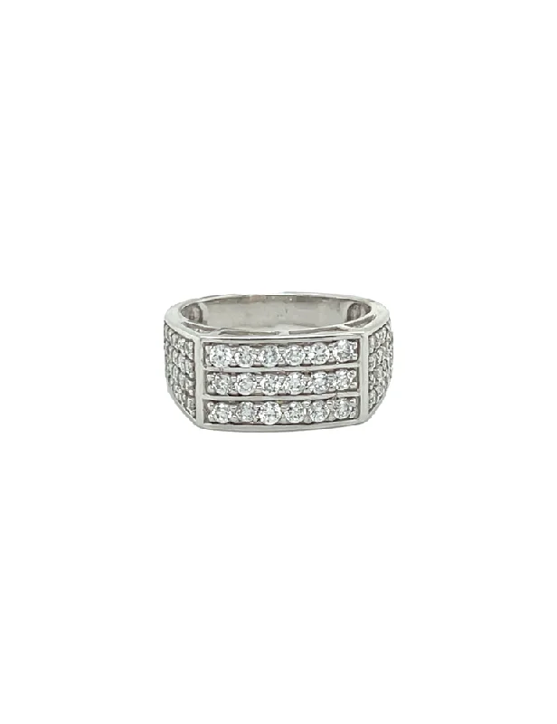 CZ White Gold Men's Ring 14 Karat