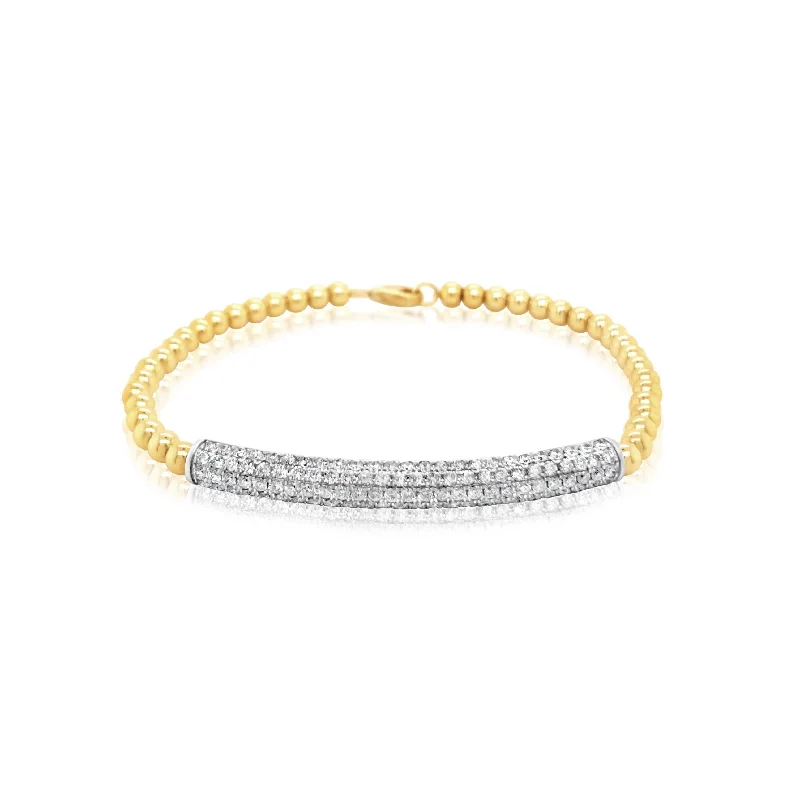 Two-Tone Beaded Diamond Bar Bracelet