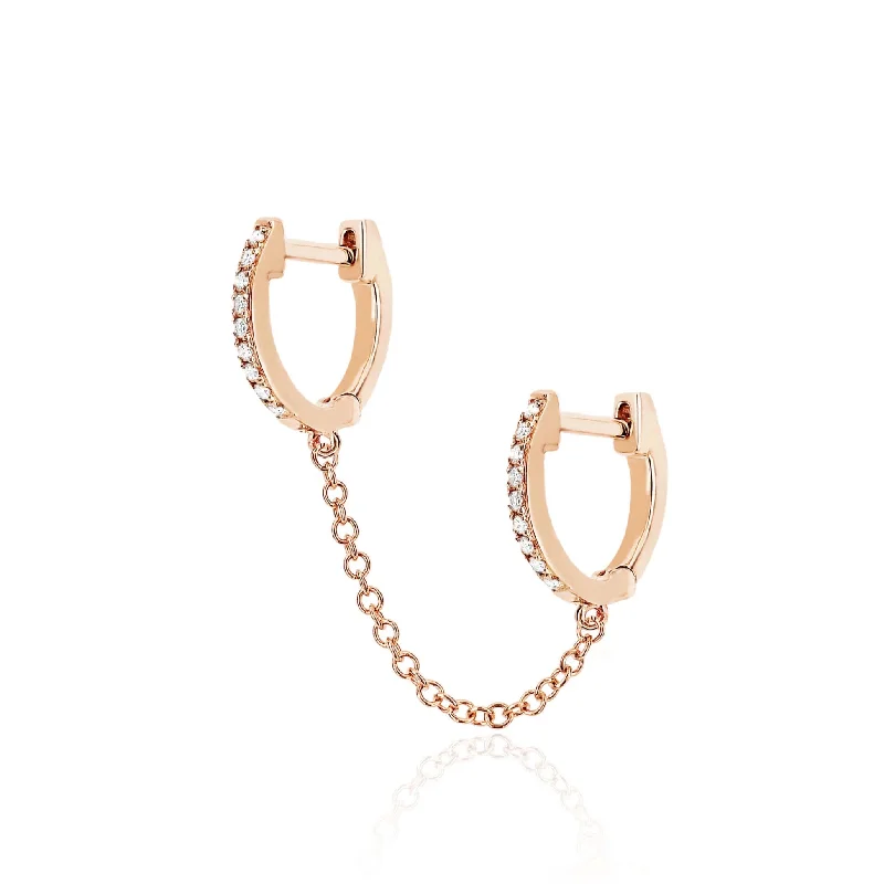 Diamond Double Huggie Chain Earring