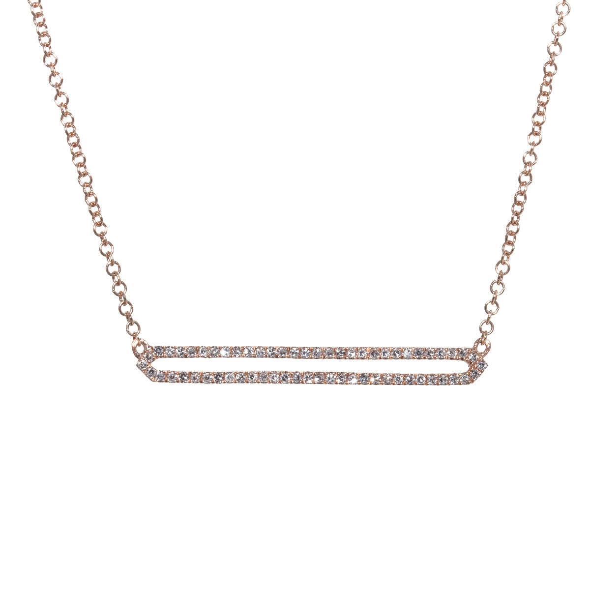 Doves 14K Rose Gold Diamond Bar Necklace