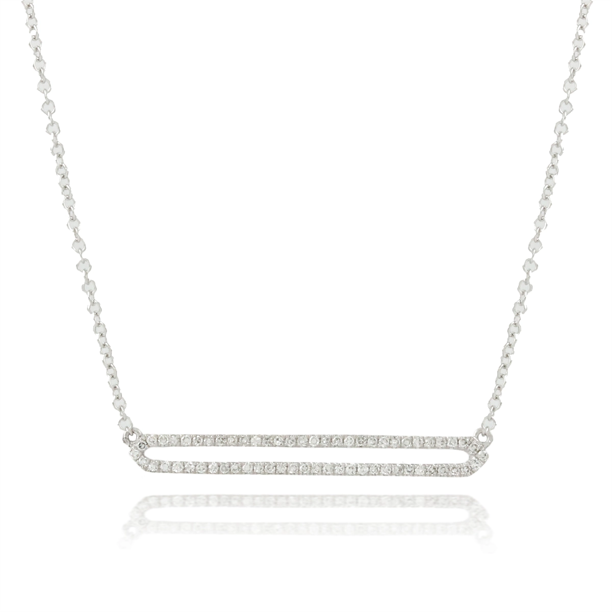 Doves 14K White Gold Diamond Open Bar Necklace