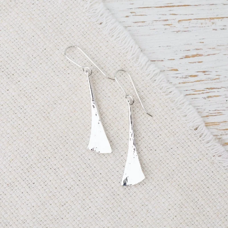 Small Silver Fan Tail Drop Earrings