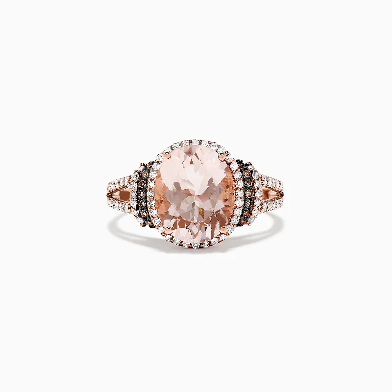 14K Rose Gold Morganite and Diamond Ring, 3.42 TCW