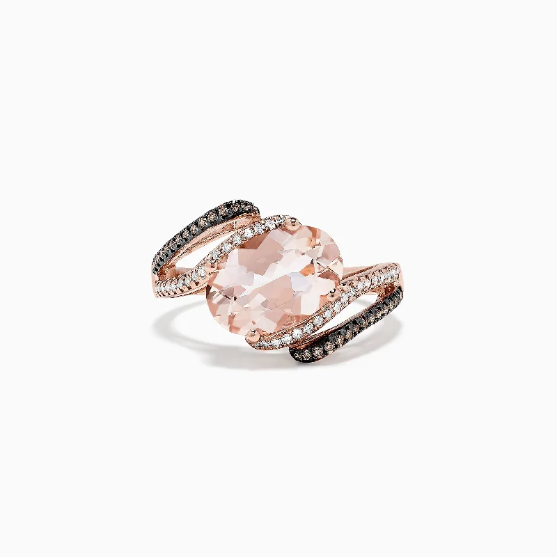 14K Rose Gold Morganite and Diamond Ring, 3.43 TCW