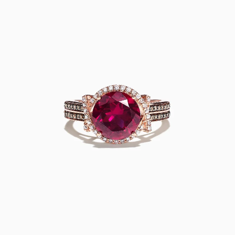 14K Rose Gold Rhodolite Garnet and Diamond Ring, 2.51 TCW