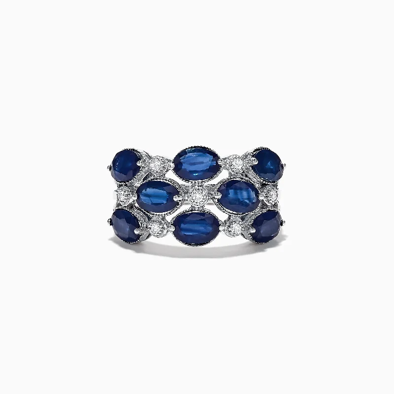 14K White Gold Blue Sapphire and Diamond Ring, 4.66 TCW