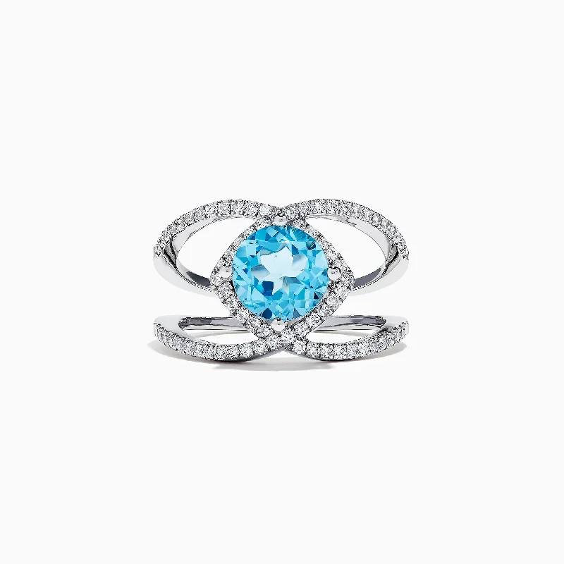 14K White Gold Blue Topaz and Diamond Ring, 2.84 TCW