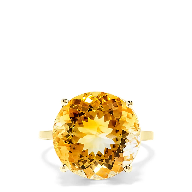 14K Yellow Gold Citrine Ring, 12.54 TCW