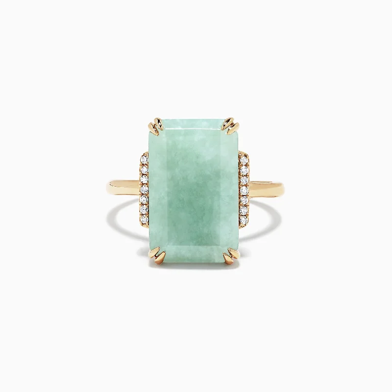 14K Yellow Gold Jade and Diamond Ring, 11.56 TCW