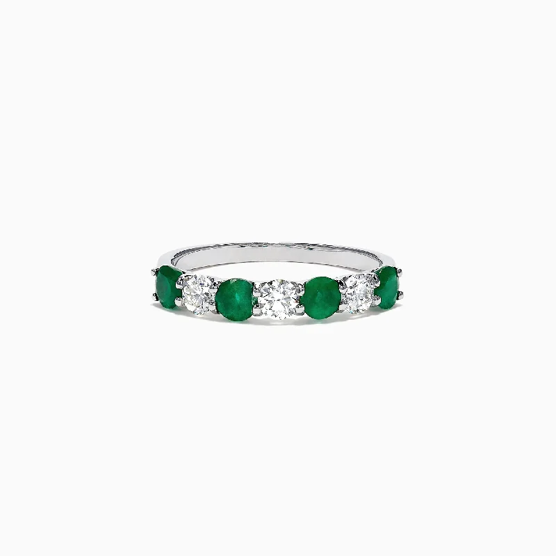 Brasilica 14K White Gold Emerald and Diamond Ring, 1.12 TCW