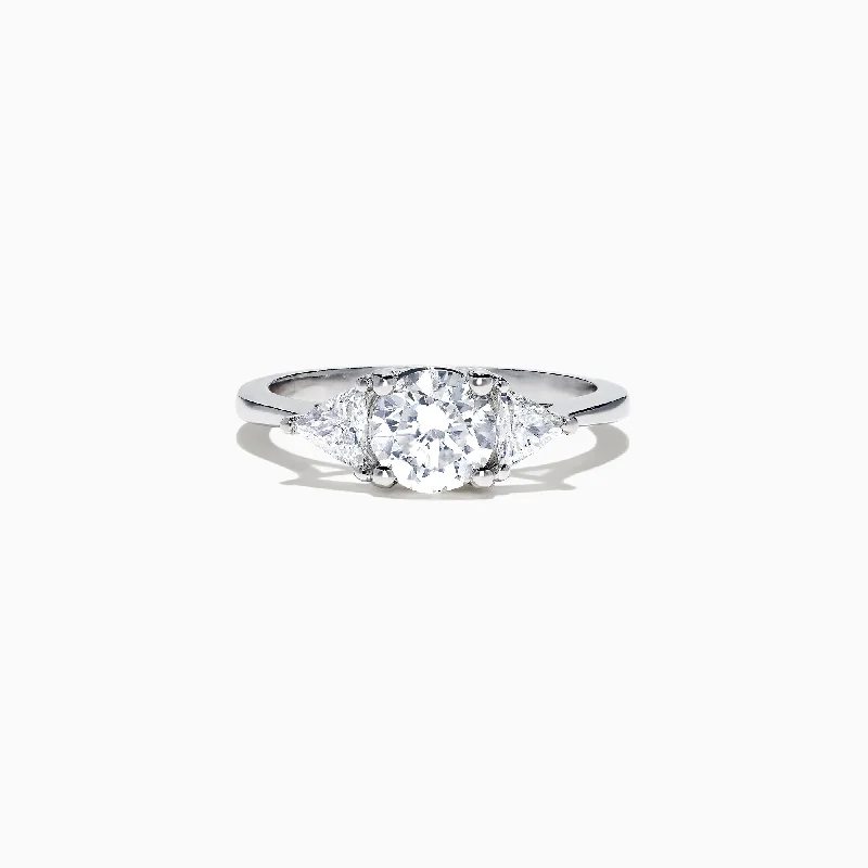 Bridal 14K White Gold 3 Stone Diamond Ring, 1.25 TCW